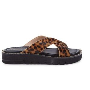 NWT STUART WEITZMAN
Roza Lift Leopard-Print Calf Hair Flatform Sandals